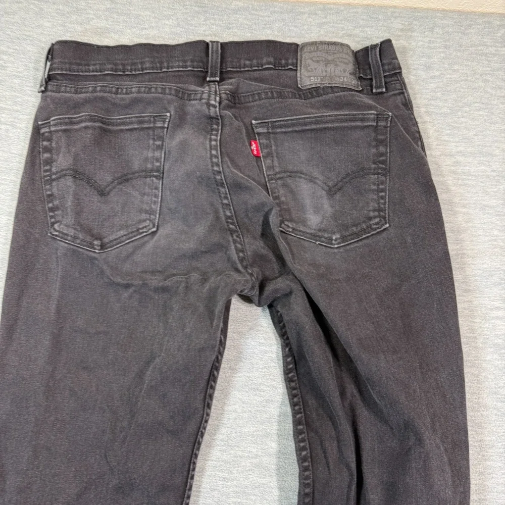 Levis 511 Jeans Mens 34x30 Black Straight‎ Stretch Medium Wash Mid Rise Denim